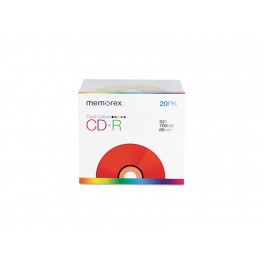 MEMOREX CD-R80 80MIN/700MB 52X SILVER MATTE FULL LOGO 20 PACK SLIM JEWEL CASE