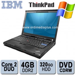 Portable IBM Lenonvo Thinkpad T61 Core 2 Duo 2.0GHz-Mem 4Go DDR2-320Go - Combo DVD Graveur- WIFI - Win 7 Fam