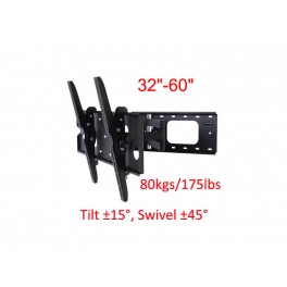 Antra Wall Mount, E15B, 32-60, Black, 80kgs/175lbs, Tilt ±15°, Swivel ±45°