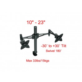 TV-WM-TygerClaw-LCD6407BLK for 10inch - 23inchTV/Tilt -30˚ to +30˚/Swivel up to 180˚/Max 33lbs/15kgs.