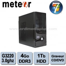 Ordinateur Météor Intel G3220 - 3.0Ghz - 4Go DDR3 - 1 TO - Graveur DVD/CD - HDMI, USB 3.0 - Win 10