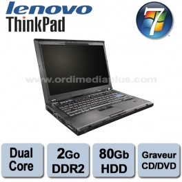 Portable Lenovo Thinkpad T60-T60p Dual-core - 1.8Ghz - 2Go DDR2 - 80GO - Graveur DVD/CD - 14.1" - Win 7 Familial Portable Lenovo Thinkpad T60-T60p Dual-core - 1.8Ghz - 2Go DDR2 - 80GO - Graveur DVD/CD - 14.1" - Win 7 Familial