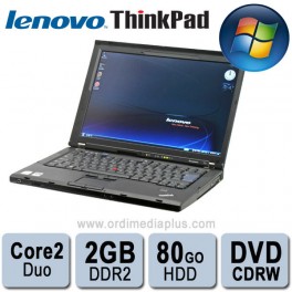 Portable Lenovo Thinkpad T61 - Core 2 Duo 1.83GHz - 2Go DDR2- 80Go - Combo DVD Graveur  - 14.1" - Win 7 Familial laptop