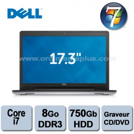 Portable Dell Inspiron 5748 Intel Core I7-4210U  2.0Ghz - 8Go DDR3 - 750GO - Graveur DVD/CD - 17" - Webcam - HDMI - Win 7 Pro