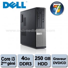 Ordinateur Dell Optiplex 390 SFF  Core i3-2100 3.1GHz - 4 Go DDR3 - 250Go - Graveur DVD - Windows 7 Pro