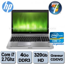Portable HP Elitebook 8560p Core i7 2620m (2ème géné) - 2.7Ghz - 4Go DDR3 - 320GO - Graveur DVD - 15.6" - Webcam -  Win 7 Pro