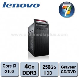 Ordinateur Lenovo M81 Tour  Core i3-2100 3.1GHz - 4 Go DDR3 - 250Go - Graveur DVD - Windows 7 Pro