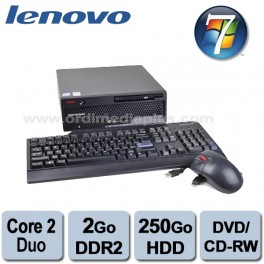 Ordinateur Lenovo Thinkcentre M57 USFF Core 2 Duo 2.33Ghz -2Go DDR2 - 250Go SATA - Combo DVD Graveur- Win 7 Familial