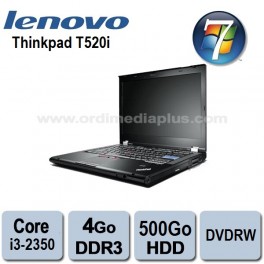 Portable Lenovo Thinkpad T520i Intel Core I3-2350m - 2.3Ghz - 4Go DDR3 - 500GO - DVDRW - 15.6" - Webcam - Win 7 Pro